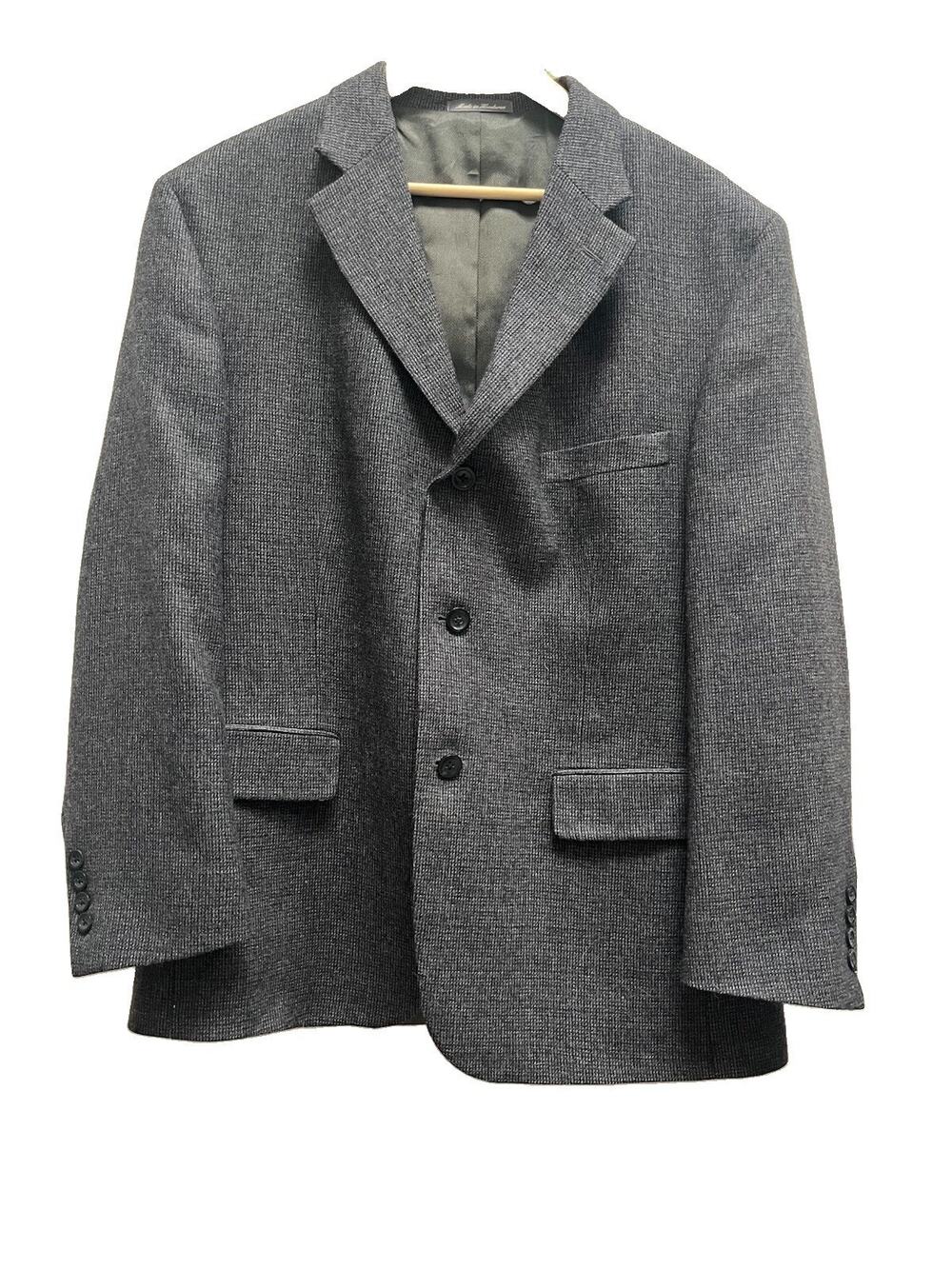 Oscar de la Renta Men’s 42S Lambswool Sport Coat Blazer Gray Houndstooth